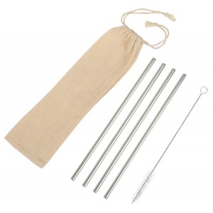 Stainless steel straw kit DRINK FRIENDLY - Reklamnepredmety