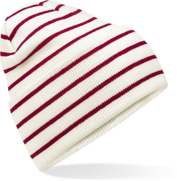 Knitted cap with stripes and cuff