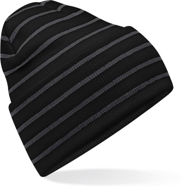Knitted cap with stripes and cuff