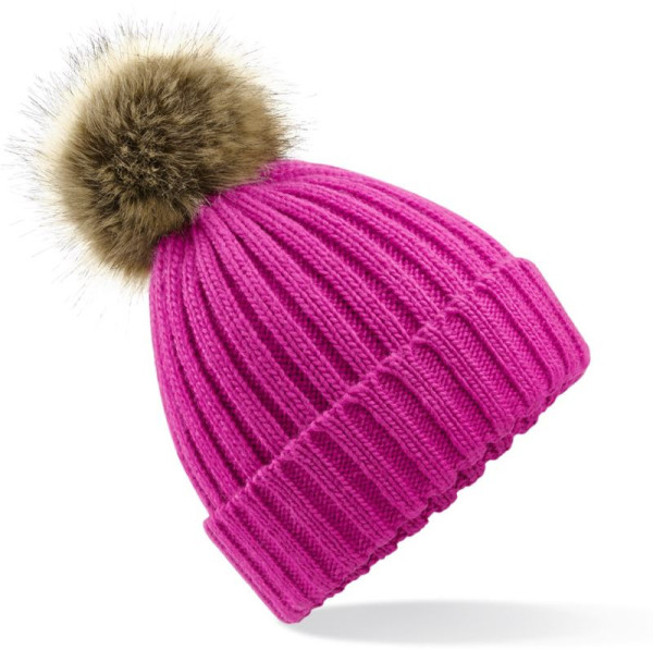Knitted hat with pom pom
