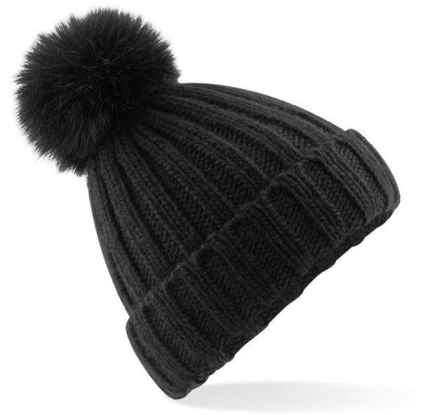 Knitted hat with pom pom