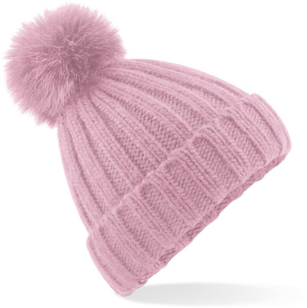 Knitted hat with pom pom