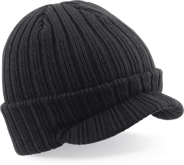 Peaked knitted cap