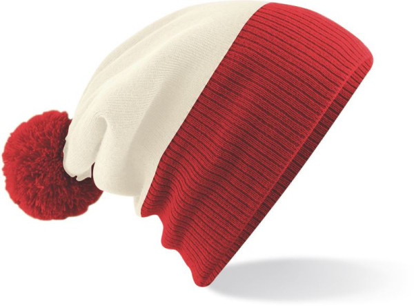 2-color knitted hat with pom pom
