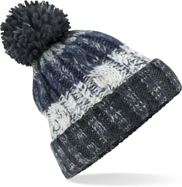 Knitted cap with Corkscrew pom-pom