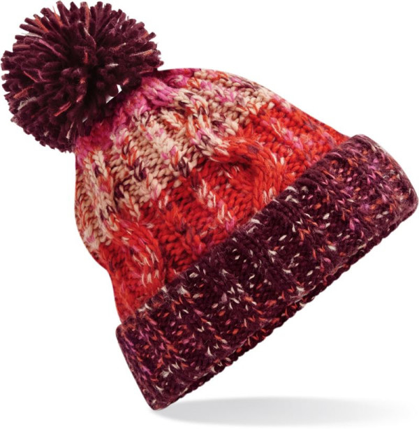 Knitted cap with Corkscrew pom-pom