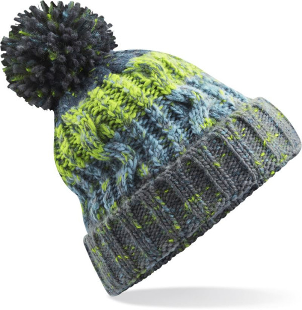 Knitted cap with Corkscrew pom-pom