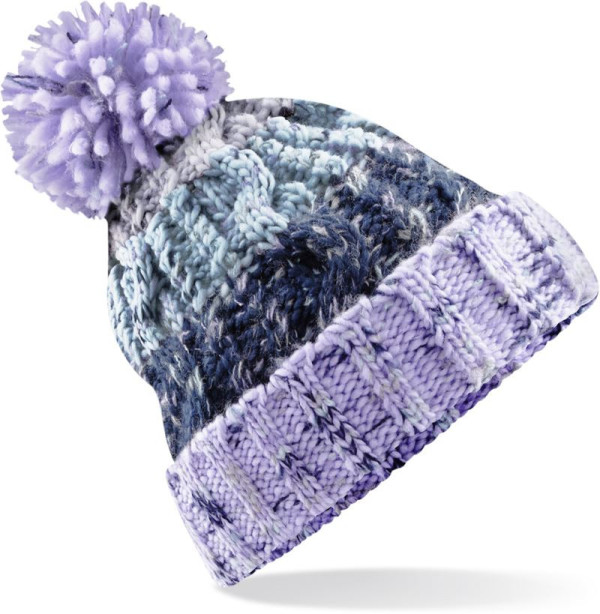 Knitted cap with Corkscrew pom-pom