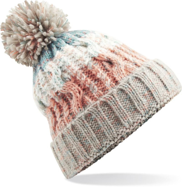 Knitted cap with Corkscrew pom-pom