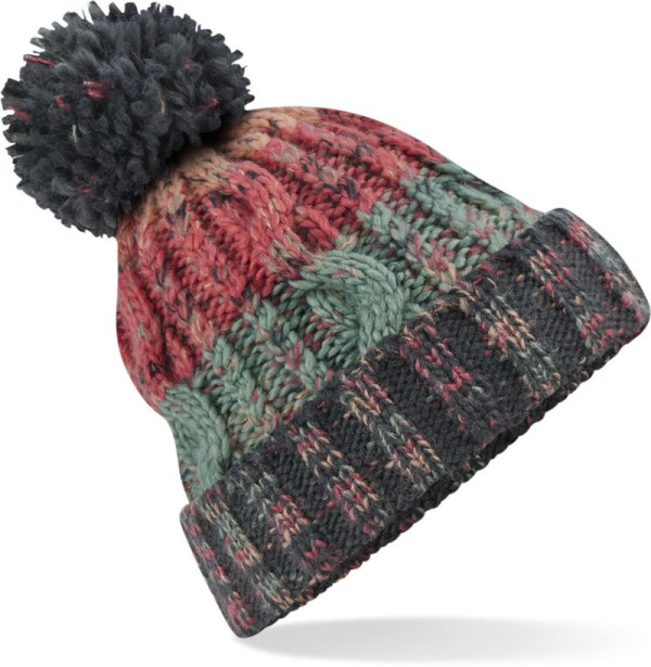 Knitted cap with Corkscrew pom-pom