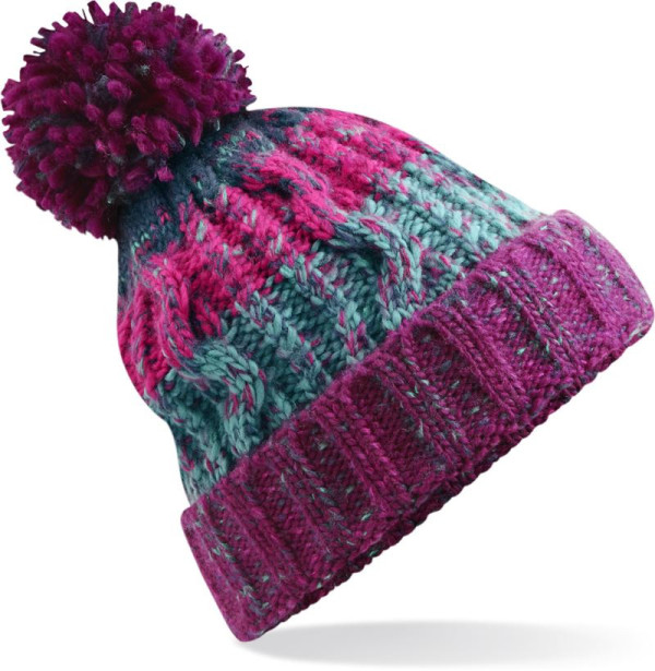 Knitted cap with Corkscrew pom-pom