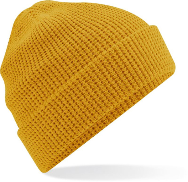 Knitted bio cap with waffle knit