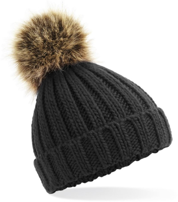Junior knitted hat with pom pom