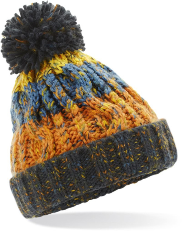 Children's knitted hat with pom pom "Corkscrew"