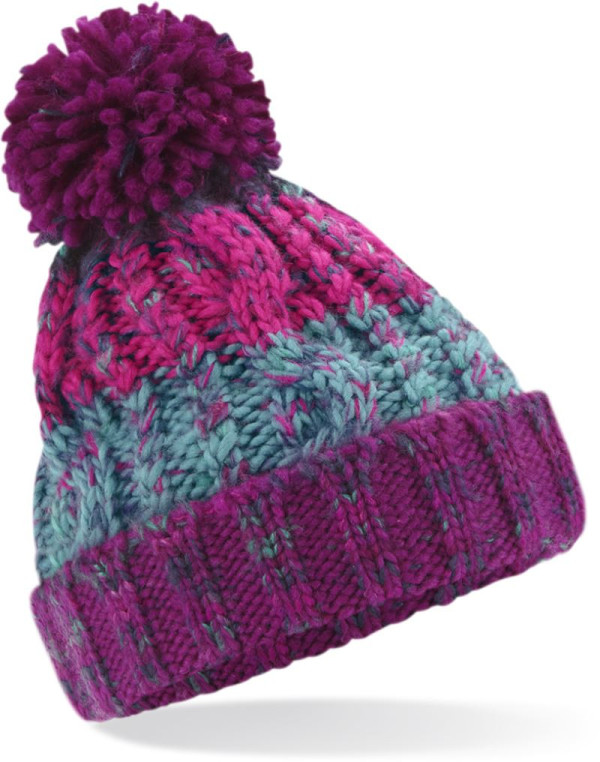 Children's knitted hat with pom pom "Corkscrew"