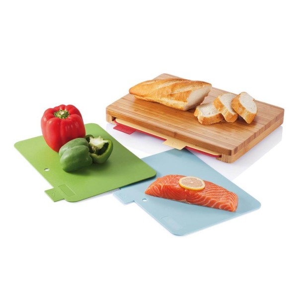 Cutting board with 4pcs hygienic boards, brown