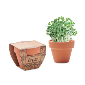 Small flowerpot with cress seeds CRESS POT - Reklamnepredmety