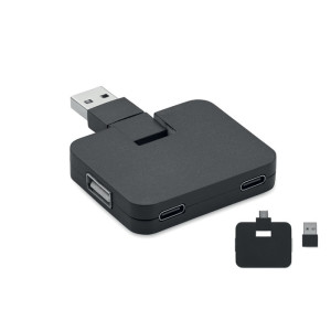 4-port 2.0 USB hub SQUARE-C - Reklamnepredmety