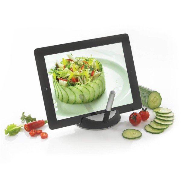 Chef tablet stand with touchpen, black/silver