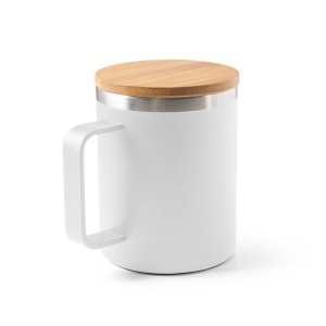 LAUDA. Mug made of 90% recycled stainless steel with a bamboo lid - Reklamnepredmety