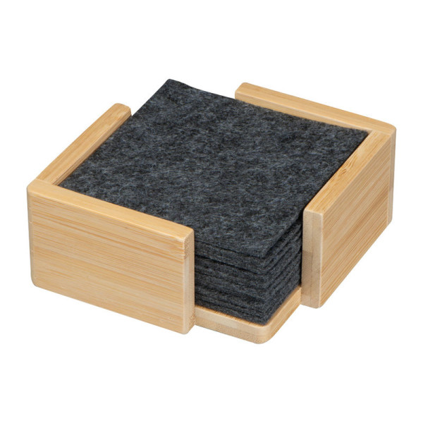 15 felt pads in a bamboo stand