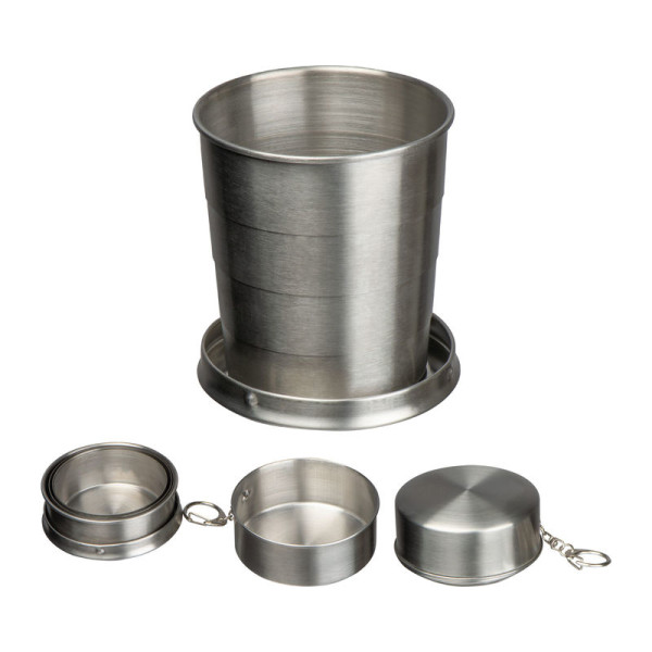 Folding stainless steel drinking cup