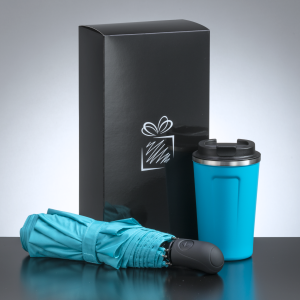 TRAVELLER SET: THERMAL MUG NORDIC 350 ml & FULL AUTOMATIC UMBRELLA - Reklamnepredmety