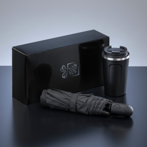 TRAVELLER SET: THERMAL MUG NORDIC 350 ml & FULL AUTOMATIC UMBRELLA - Reklamnepredmety