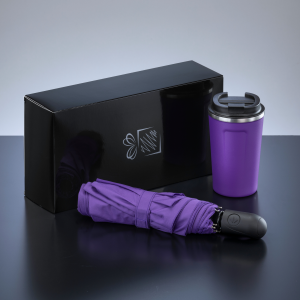 TRAVELLER SET: THERMAL MUG NORDIC 350 ml & FULL AUTOMATIC UMBRELLA - Reklamnepredmety