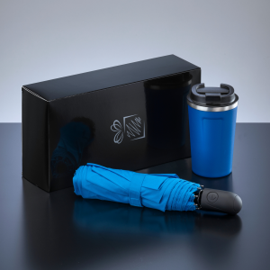 TRAVELLER SET: THERMAL MUG NORDIC 350 ml & FULL AUTOMATIC UMBRELLA - Reklamnepredmety