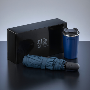 TRAVELLER SET: THERMAL MUG NORDIC 350 ml & FULL AUTOMATIC UMBRELLA - Reklamnepredmety