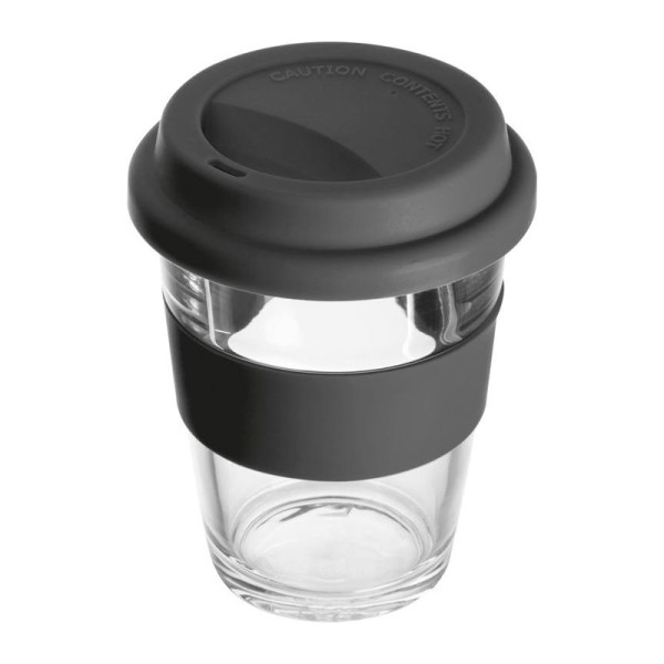 Glass mug with silicone case and lid