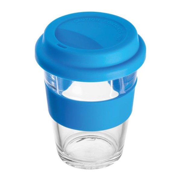 Glass mug with silicone case and lid