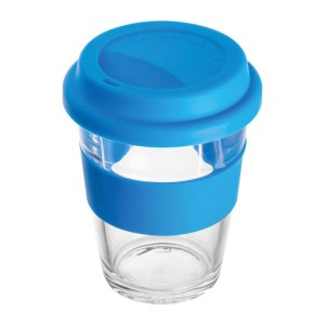 Glass mug with silicone case and lid - Reklamnepredmety