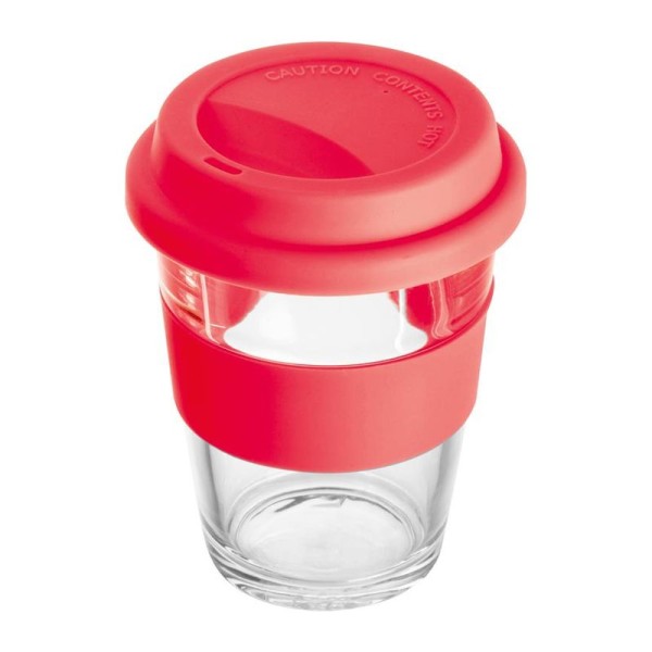 Glass mug with silicone case and lid
