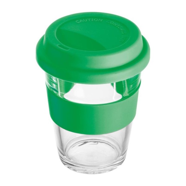 Glass mug with silicone case and lid