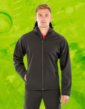 Men's recycled 3-layer softshell with a hood - Reklamnepredmety