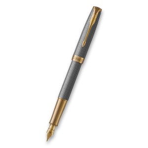 Parker Sonnet Deluxe Silver Chiselled GT fountain pen, 18K nib F - Reklamnepredmety