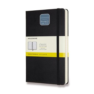 Zápisník Moleskine Expanded - tvrdé dosky L, štvorčekový, čierny - Reklamnepredmety