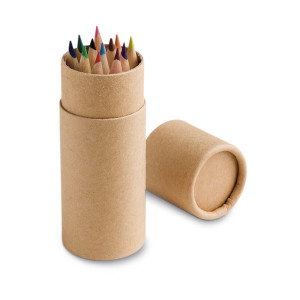 CYLINDER. Pencil box with 12 coloured pencils - Reklamnepredmety
