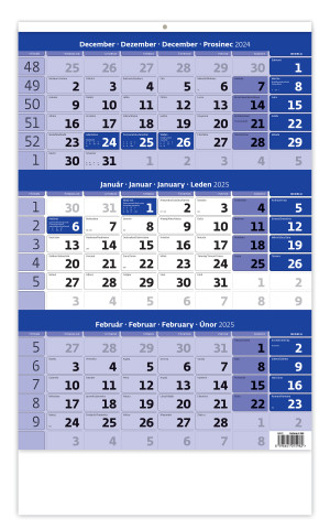 Blue three-month calendar with name calendar - Reklamnepredmety