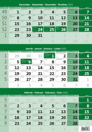 Three-month calendar green - Reklamnepredmety