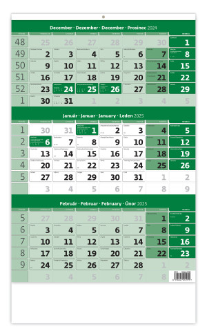Three-month green calendar with name calendar - Reklamnepredmety