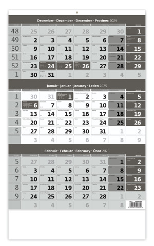 Gray three-month calendar with name calendar - Reklamnepredmety