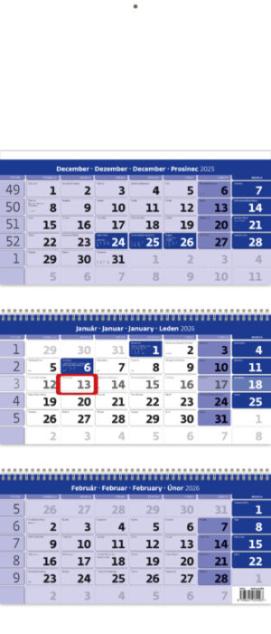 Three-month calendar blue with spiral - Reklamnepredmety