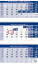 Three-month calendar blue with spiral