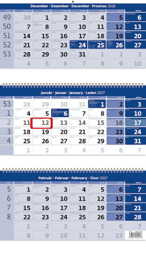 Three-month calendar blue with spiral - Reklamnepredmety