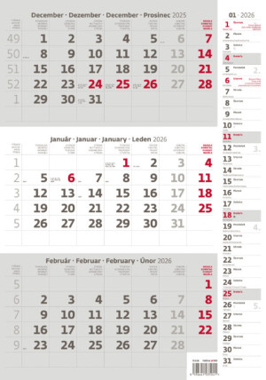 Three-month calendar, gray, with notes - Reklamnepredmety