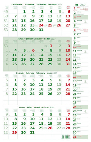 Four-month calendar with notes, green - Reklamnepredmety