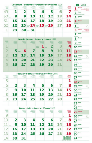 Four-month calendar with notes, green - Reklamnepredmety